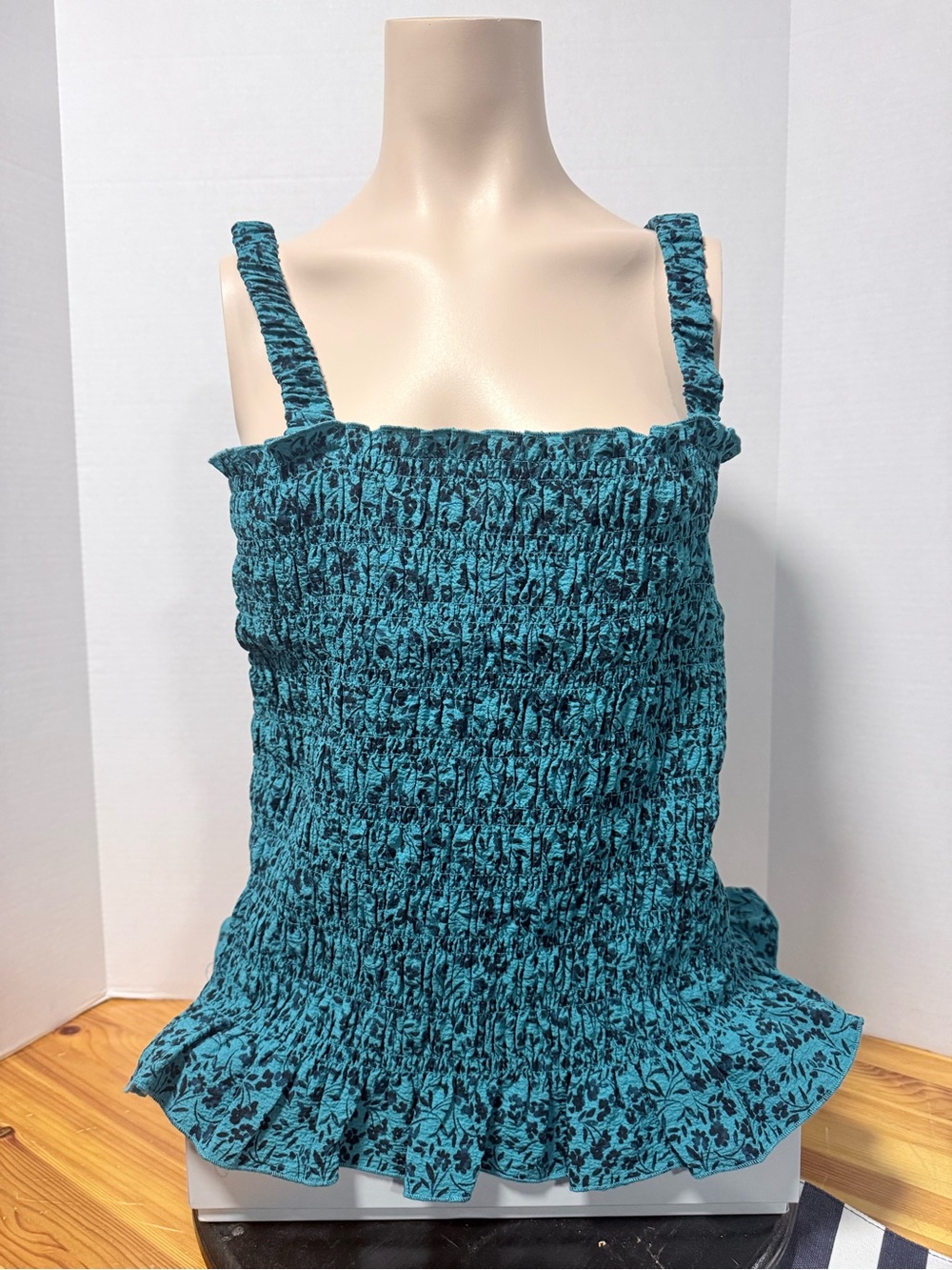 torrid Teal Smocked Floral Camisole